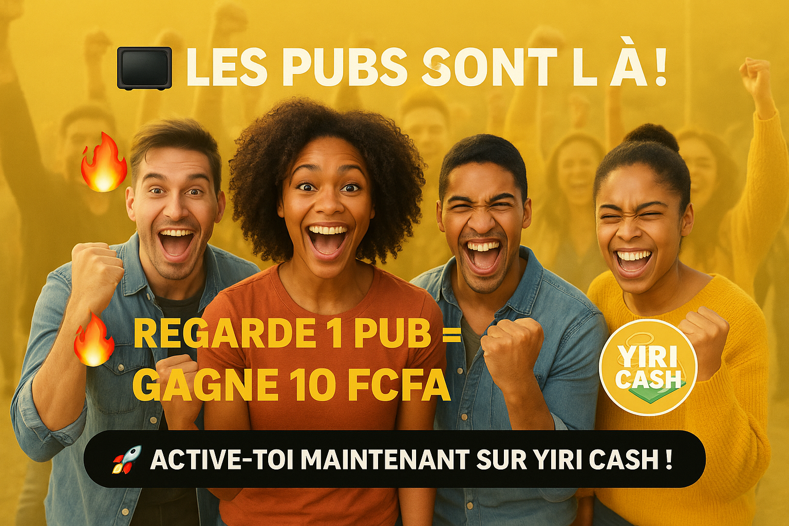 pubs rémunérée sur le site yiri cash gagnez 10 francs par pub